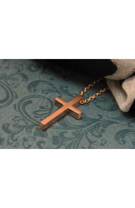 SC0070 - SMALL GEOMETRIC CROSS NECKLACE ROSE GOLD PLATED - - 1 