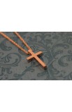 SMALL GEOMETRIC CROSS NECKLACE ROSE GOLD