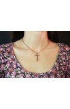 SC0072 - LARGE GEOMETRIC CROSS NECKLACE GOLD ROSE PLATED - - 3 