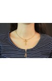 SC0071 - LARGE GEOMETRIC CROSS NECKLACE GOLD PLATED - - 2 