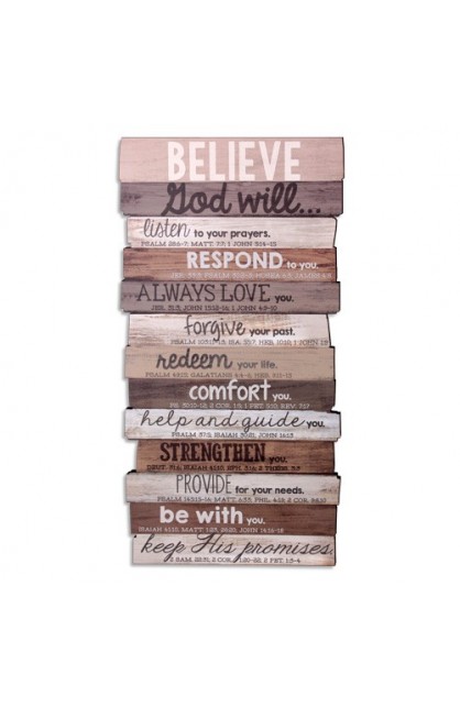 LCP45019 - Wall Decor MDF Medium Believe Stacked 8 1/2 x 16 1/2 - - 1 