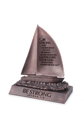 Sculpture Moments of Faith Small Bronze Sailboat Be Strong