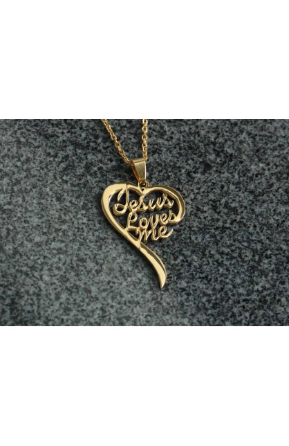 JESUS LOVES ME HEART NECKLACE (GOLD PLATED)