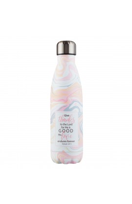 Water Bottle SS Marbled Give Thanks Ps. 107:1
