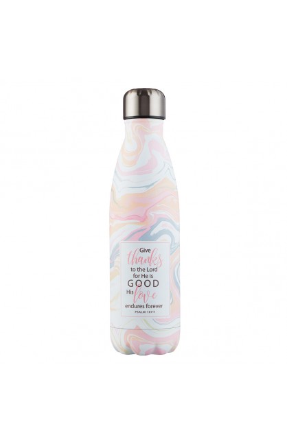FLS012 - Water Bottle SS Marbled Give Thanks Ps 107:1 - - 1 