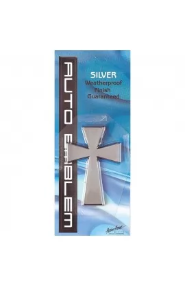 AE-144-S - LARGE CROSS SILVER AUTO EMBLEM - - 1 