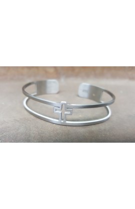 SC0084 - CROSS SILVER BANGLE - - 1 