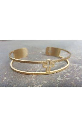 SC0085 - CROSS GOLD PLATED BANGLE - - 1 