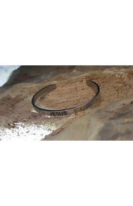 SC0128 - JESUS THIN BANGLE SILVER - - 1 