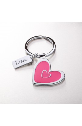 KME004 - Heart Keyring with "Love" Charm - - 1 