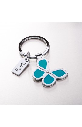 KME001 - Butterfly Keyring with "Faith" Charm - - 1 