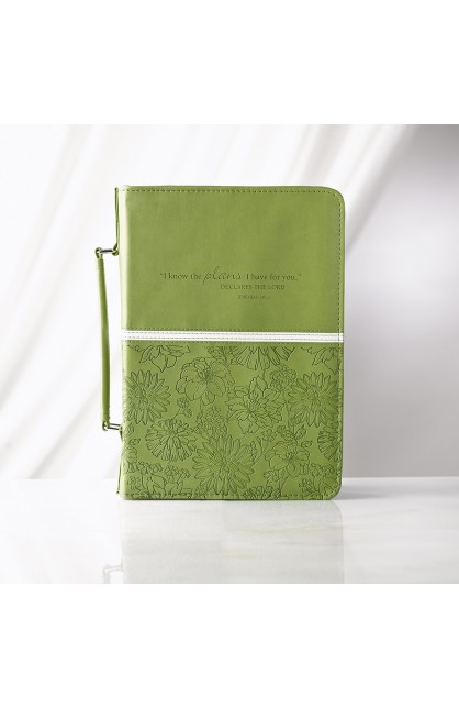 BBM486 - Lime Floral LuxLeather Bible Cover Featuring Jer. 29:11 (Medium) - - 1 