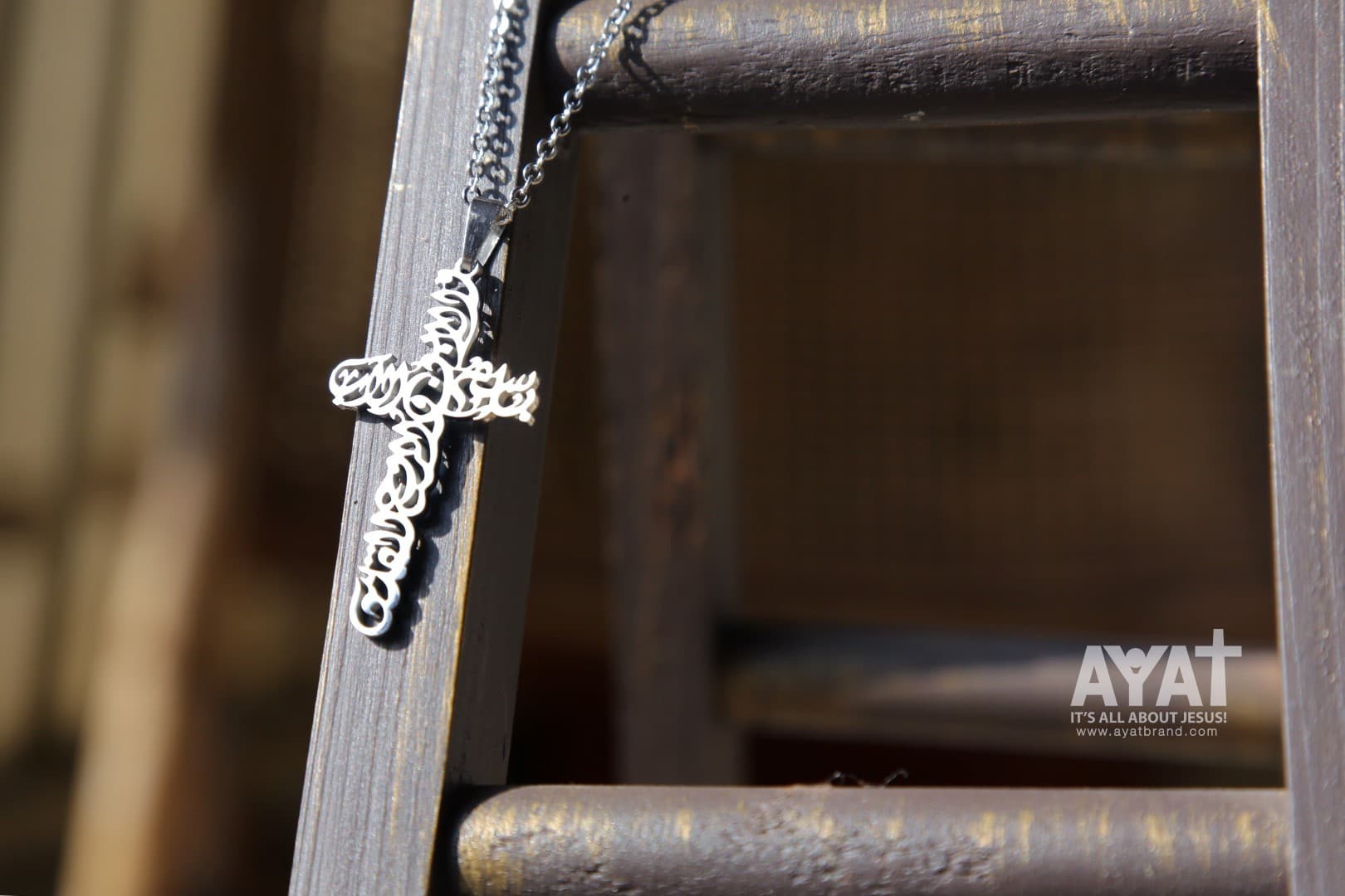 FATHER SON HOLY SPIRIT ARABIC CROSS NECKLACE باسم الآب والابن والروح القدس - 3