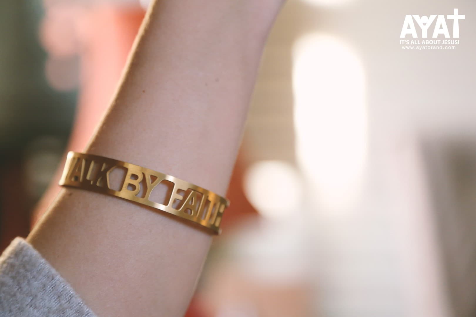 WALK BY FAITH GOLD PLATED BANGLE - 2