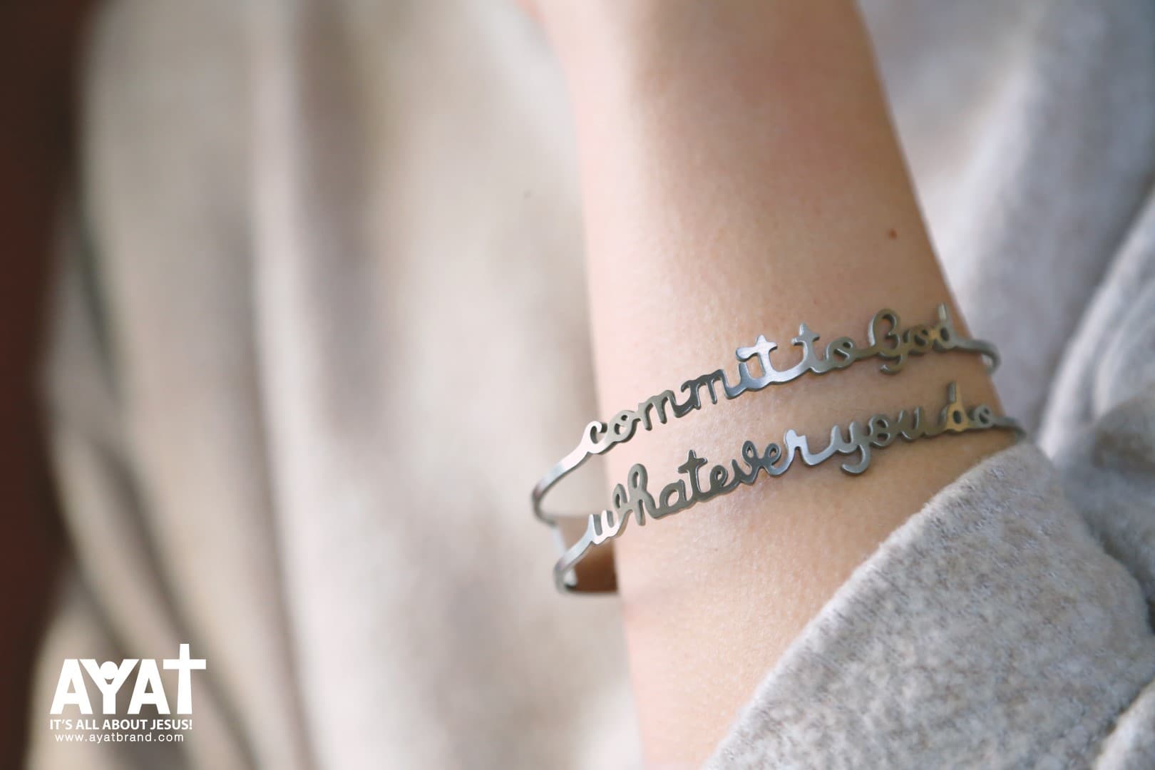 COMMIT TO GOD SILVER BANGLE - 2