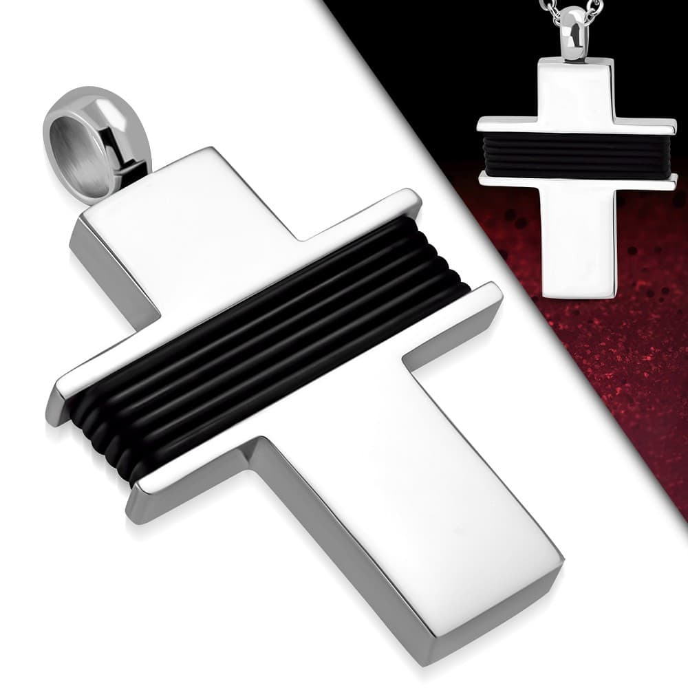 ST Latin Cross Charm Pendant with O rings - 1