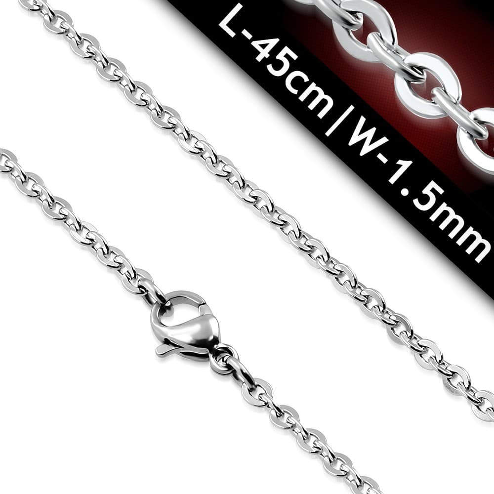 ST Lobster Claw Clasp Flat Oval Link Chain