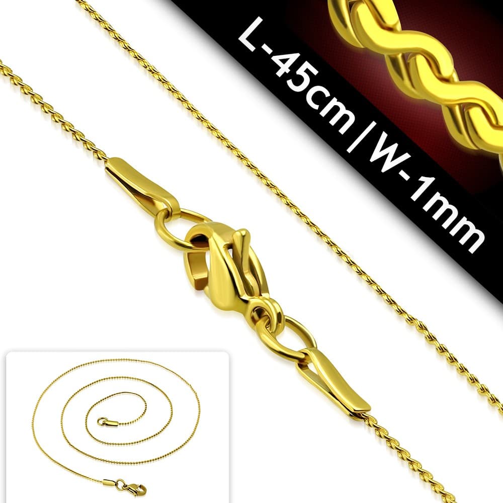 Gold Plated ST Lobster Claw Clasp Spiral Link Chain - 1