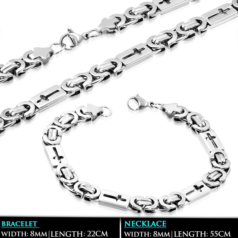 ST Lobster Claw Clasp Cut out Cross Link Chain
