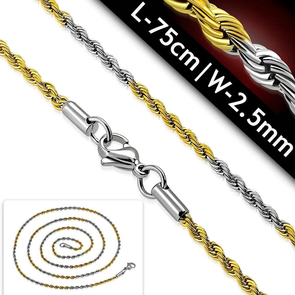 COM129 L-75cm W-2.5mm  ST Lobster Claw Clasp 2-ton - 1