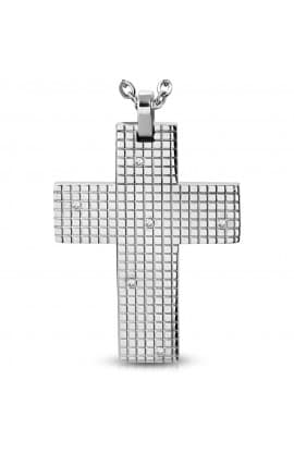 ST Grid Cross Charm Pendant w/ Clear CZ thumbnail 2
