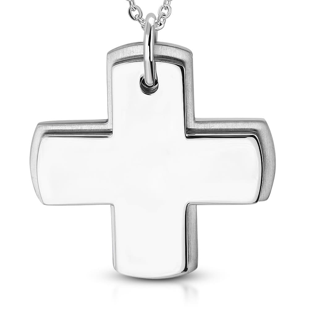 ST Engravable Double Latin Cross Charm Pendant - 2