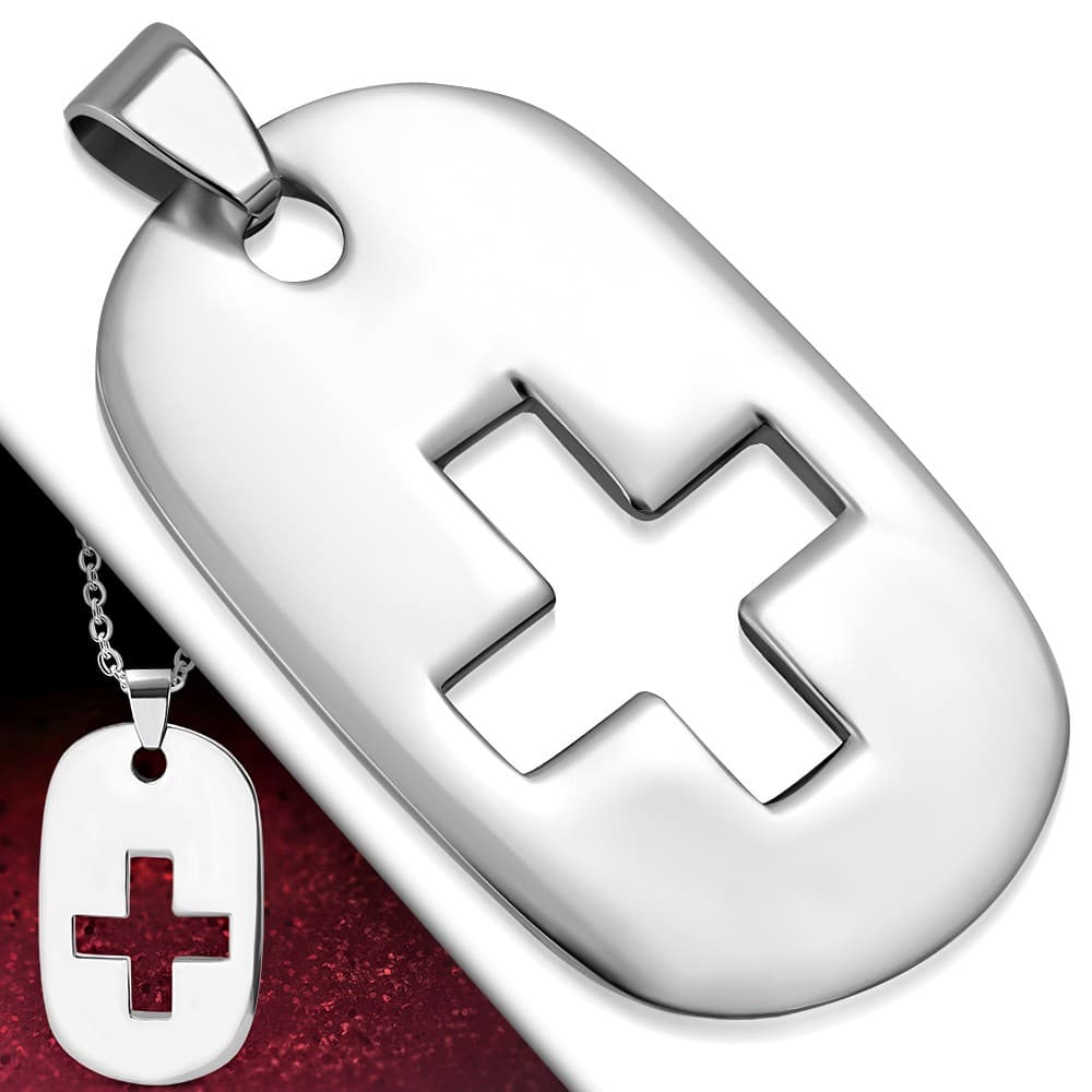 ST Cross Tag Charm Pendant - 1