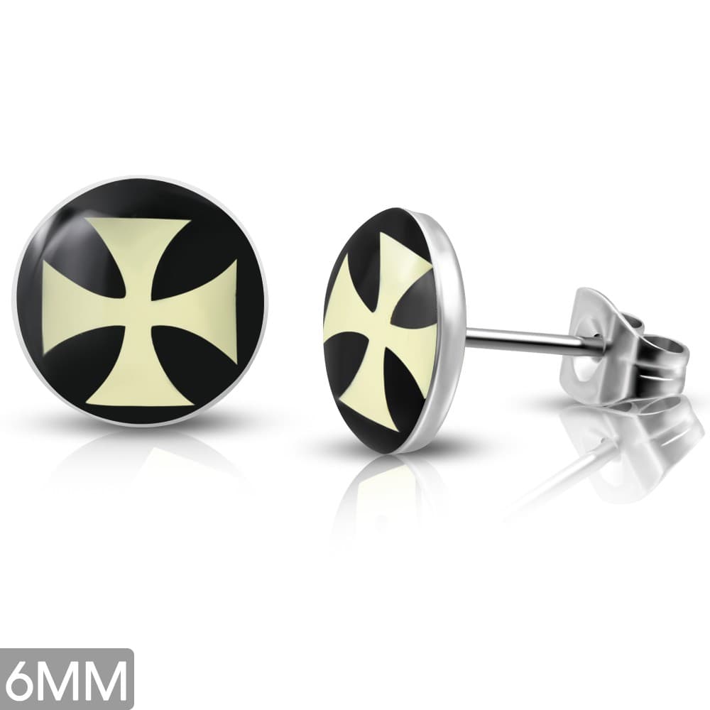 ST Acrylic Cross Round Circle Stud Earrings