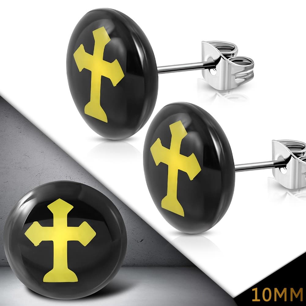 ST Acrylic Arrow Cross Round Circle Stud Earrings