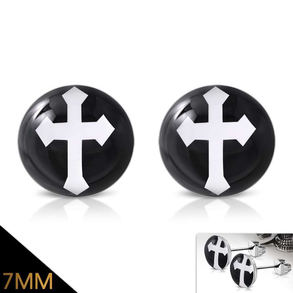 ST Acrylic Arrow Cross Round Circle Stud Earrings