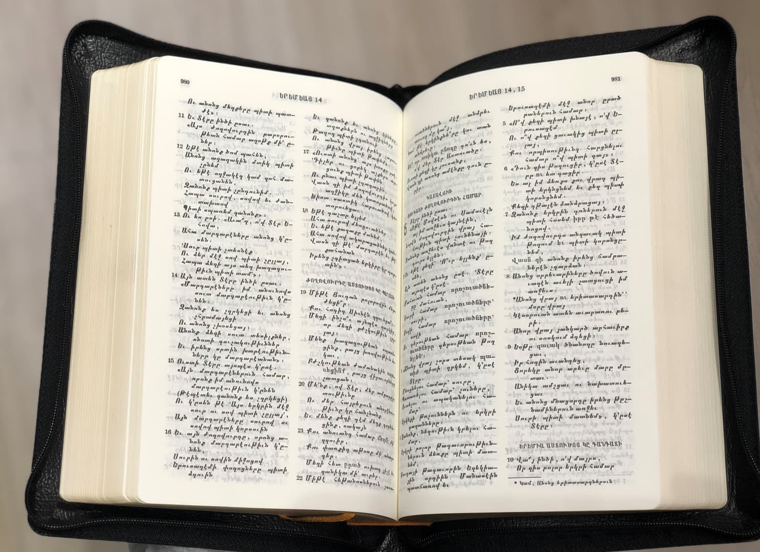 ARMENIAN BIBLE LARGE LEATHER GILT EDGED WITH ZIPPER M67Z - 3