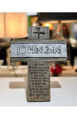 Cross Wall/Desktop Cast Stone John 3:16 thumbnail 1