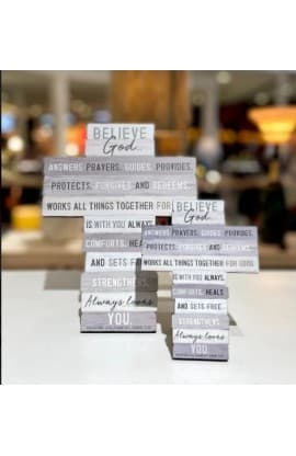 Cross Desktop MDF Stacked Wood Believe thumbnail 3