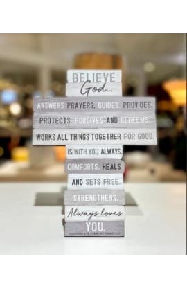 Cross Desktop MDF Stacked Wood Believe thumbnail 2