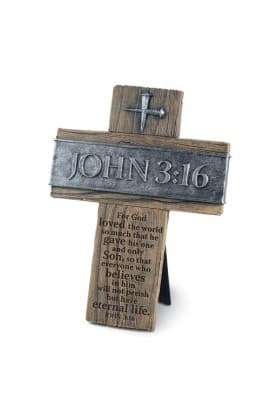 Cross Wall/Desktop Cast Stone John 3:16 thumbnail 2