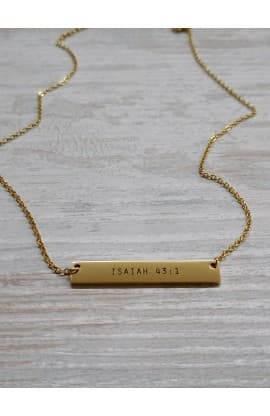 HE KNOWS MY NAME BAR NECKLACE GOLD PLATED thumbnail 5