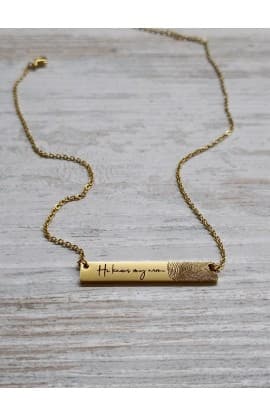 HE KNOWS MY NAME BAR NECKLACE GOLD PLATED thumbnail 4
