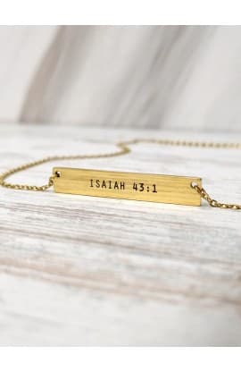 HE KNOWS MY NAME BAR NECKLACE GOLD PLATED thumbnail 3