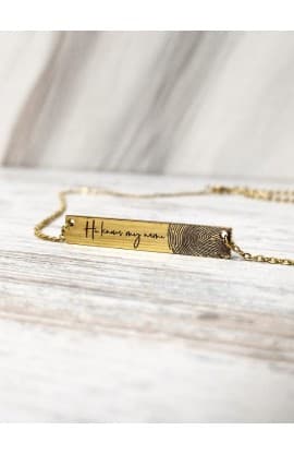 HE KNOWS MY NAME BAR NECKLACE GOLD PLATED thumbnail 2