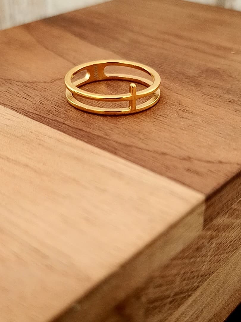 DOUBLE LINE CROSS RING GOLD PLATED - 1