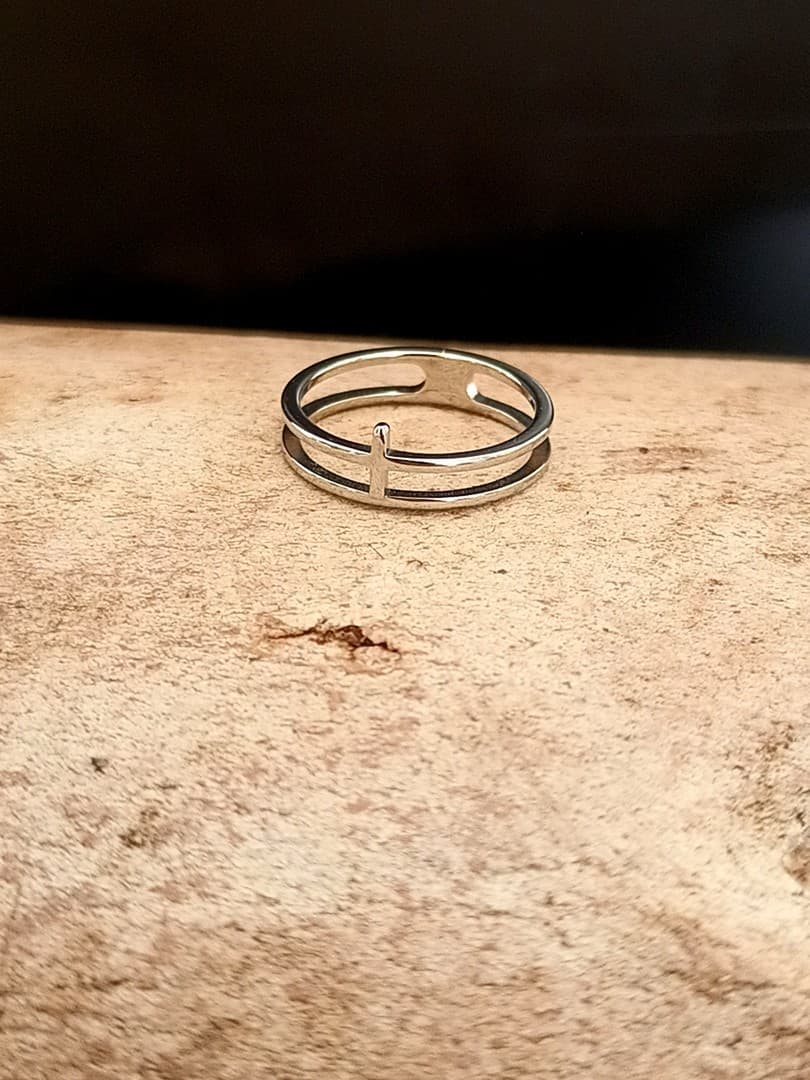 DOUBLE LINE CROSS RING - 4