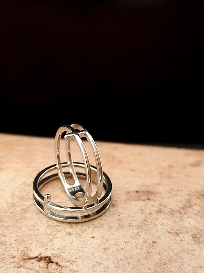 DOUBLE LINE CROSS RING - 5