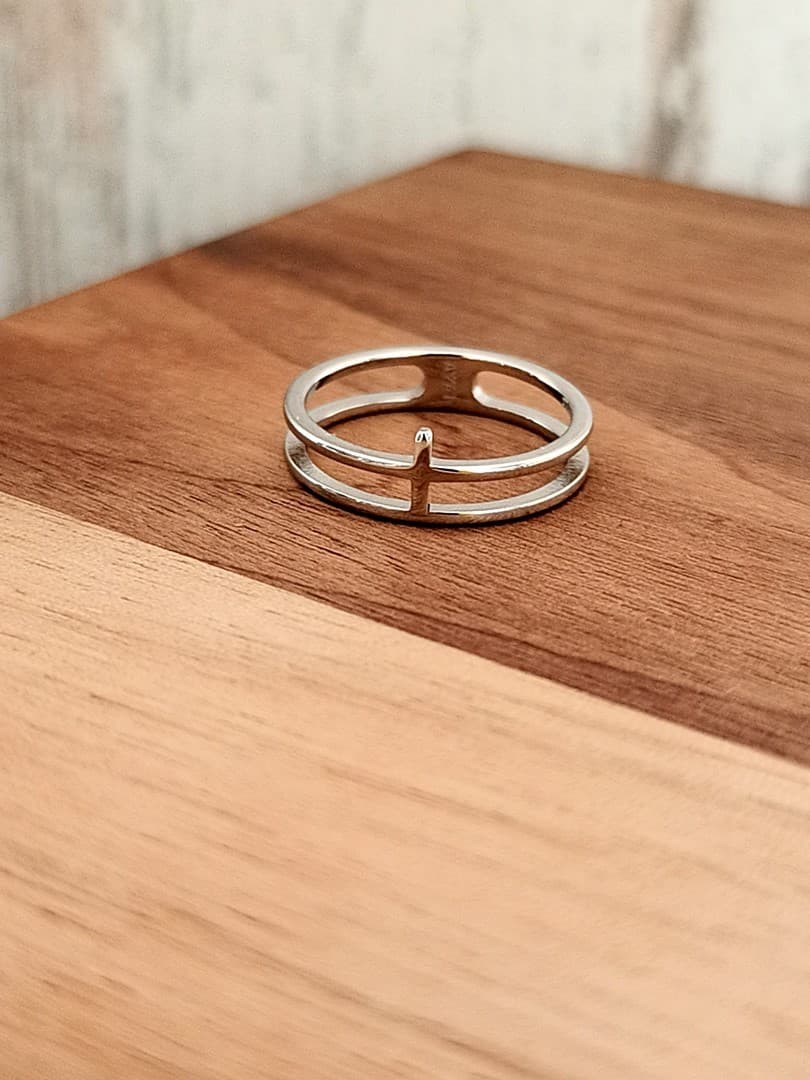 DOUBLE LINE CROSS RING - 1