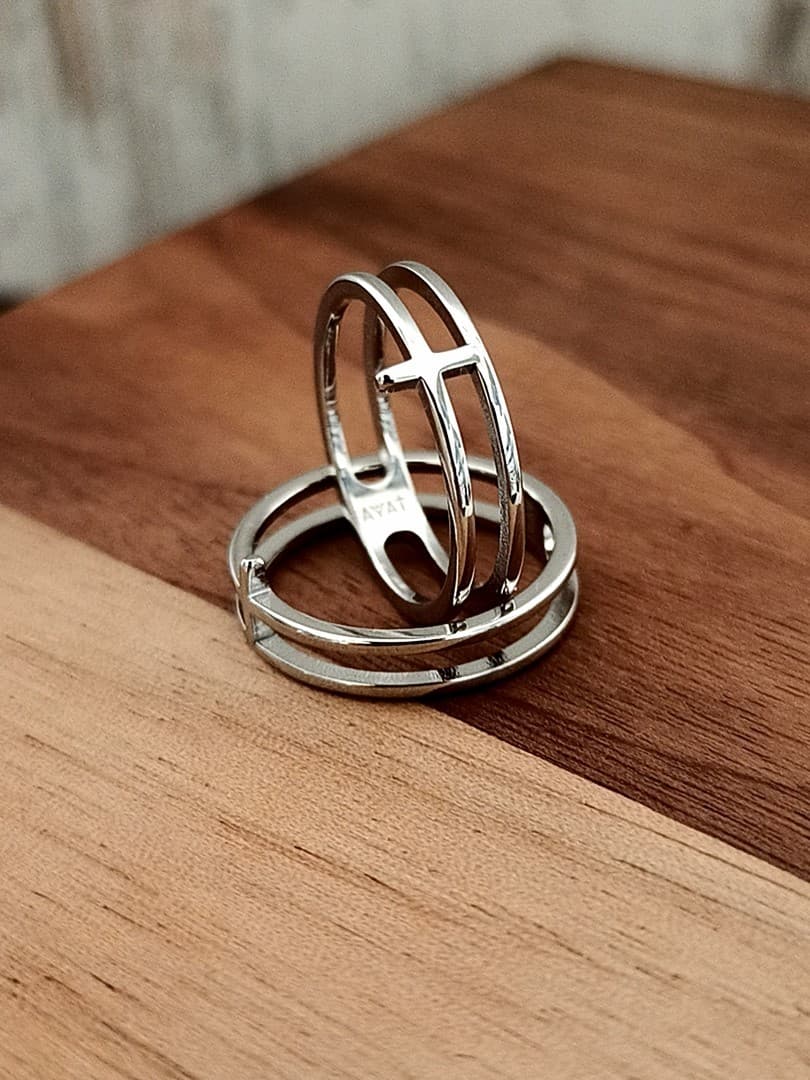 DOUBLE LINE CROSS RING - 3