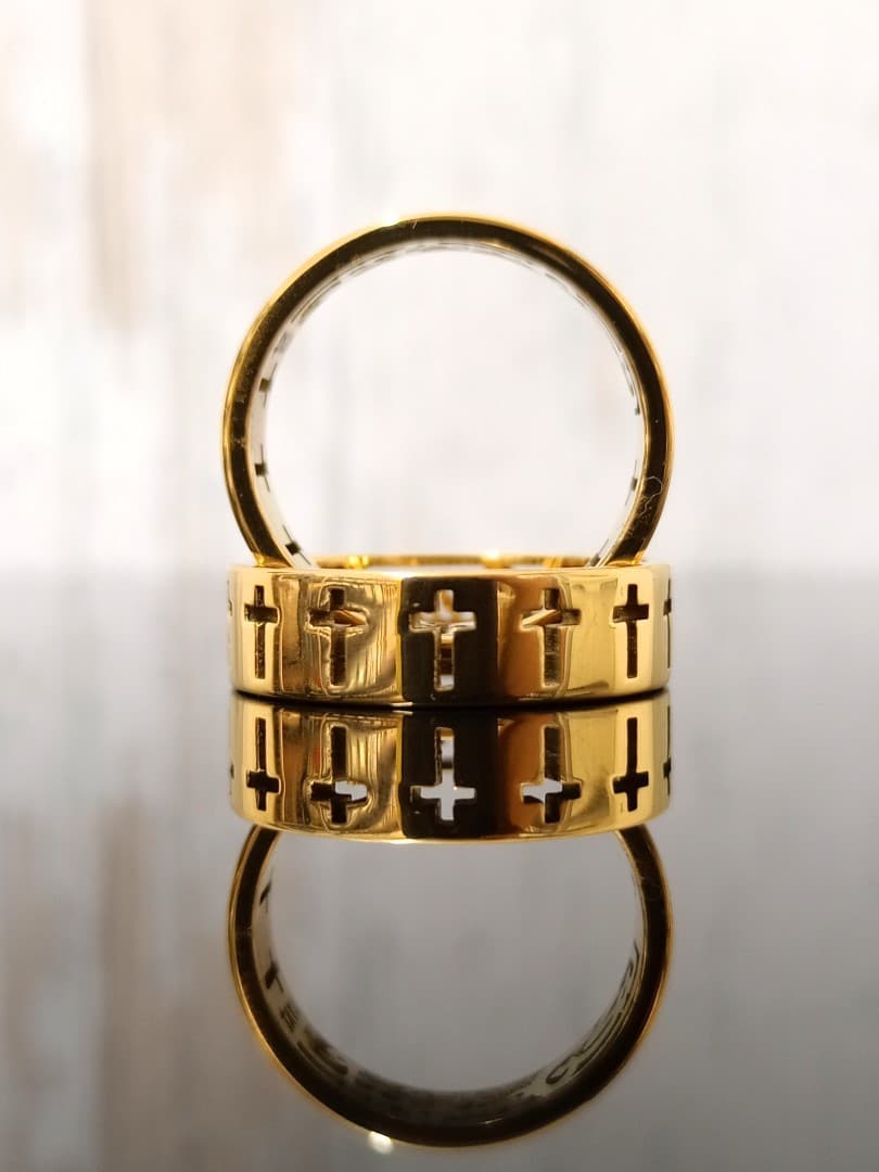 YOUR WILL CROSS RING GOLD PLATED ARABIC لتكن مشيئتك - 5