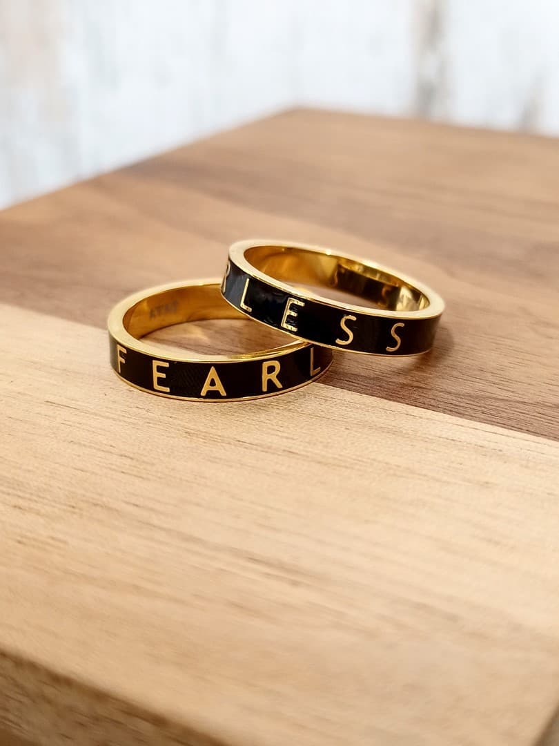 FEARLESS RING BLACK & GOLD PLATED - 1