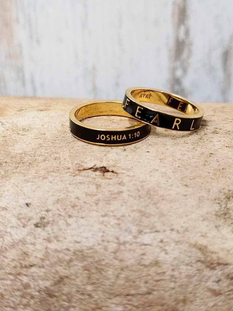 FEARLESS RING BLACK & GOLD PLATED - 5