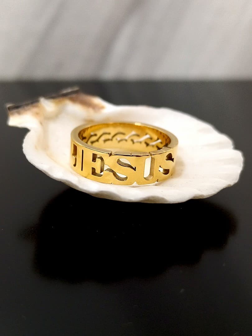 JESUS CROWN RING GOLD PLATED - 5