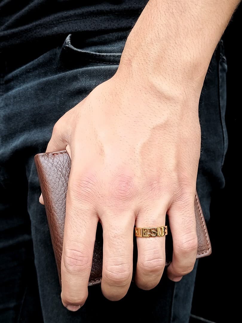 JESUS CROWN RING GOLD PLATED - 3