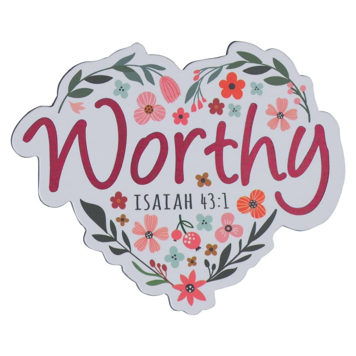 Magnet White Floral Worthy Isa 43:1 - 1